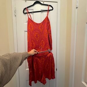 DREW Vibrant Pink and Orange Cami and Shorts Set Size Large